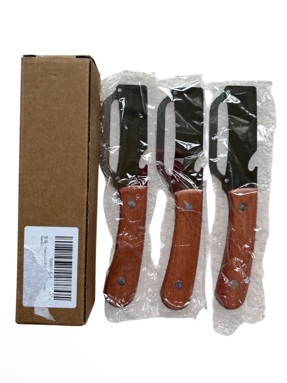Set of 3 Multi Functional Vegetable Peelers with Wood Handles - New in Box